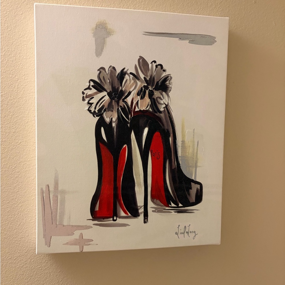 Canvas Elegant Black and Red Women's Heels